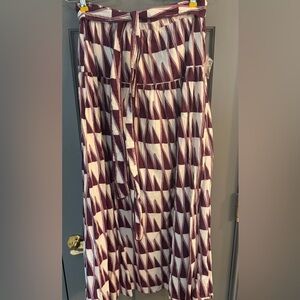 Lila P Geometric Print Maxi Skirt in Burgundy and Cream